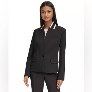 Karl Lagerfeld Contrast-Trim Blazer Jacket Women's Reverse Lapel One Button